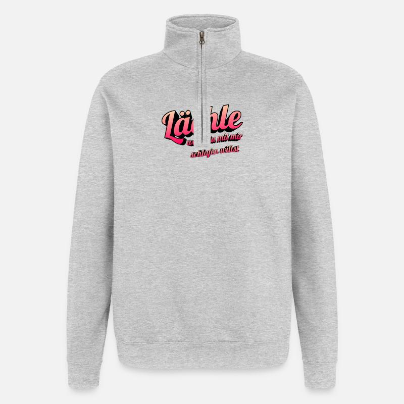 Lächel-Scherz: Mit mir schlafen willst - Quarter-Zip-Sweatshirt - Grau meliert