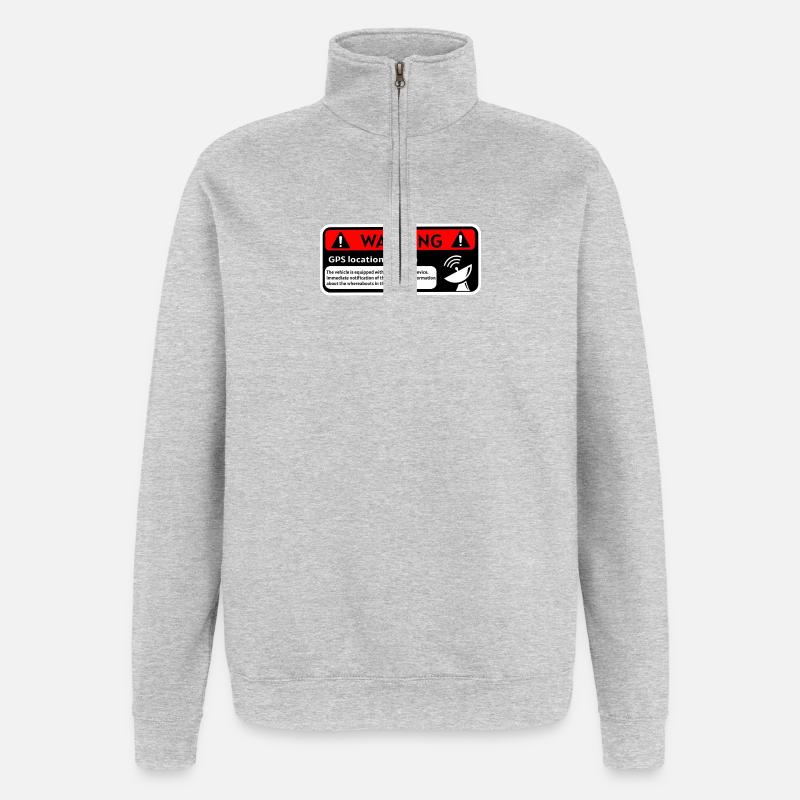 GPS-Warnung - Quarter-Zip-Sweatshirt - Grau meliert