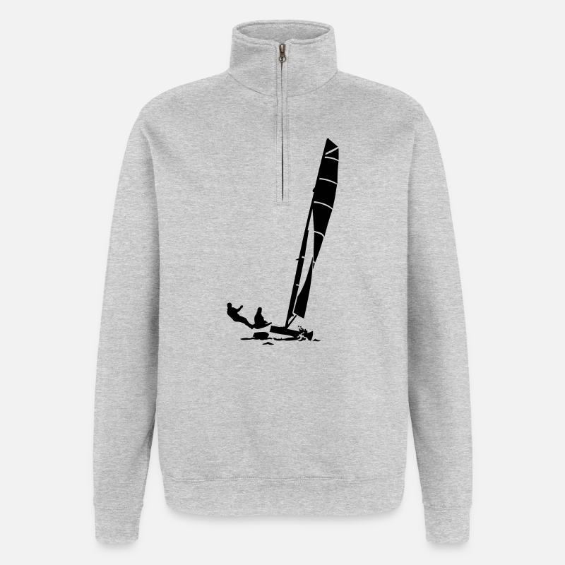 katamaran - Sweat à zip 1/4 - gris chiné