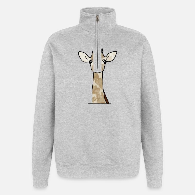 Giraffe - Quarter-Zip-Sweatshirt - Grau meliert