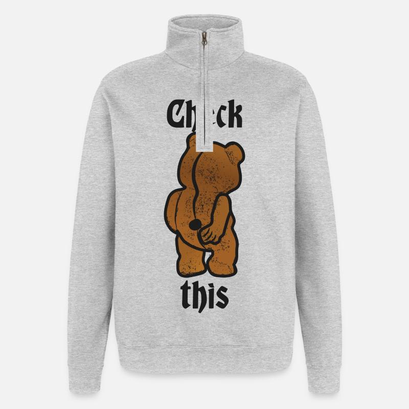 Funny Bear - Quarter-Zip Sweatshirt - heather grey