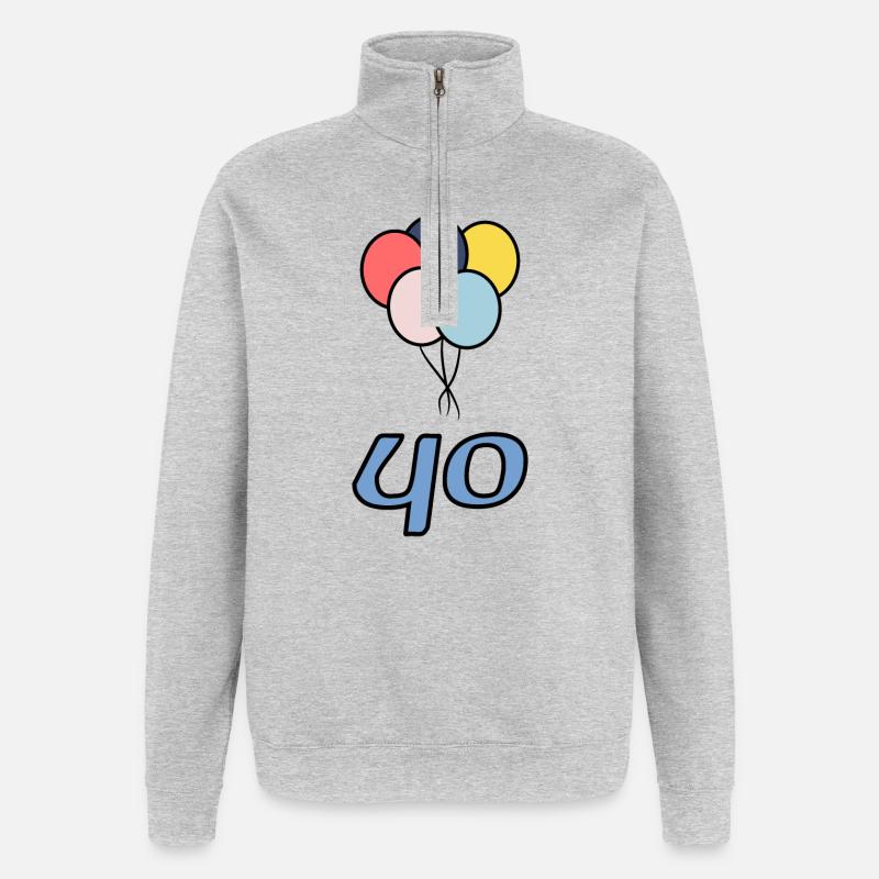 40. 40 ÅR. 40 ÅRS JUBILÆUM. 40 ÅRS JUBILÆUM. - Sweatshirt med 1/4 lynlås - grå meleret