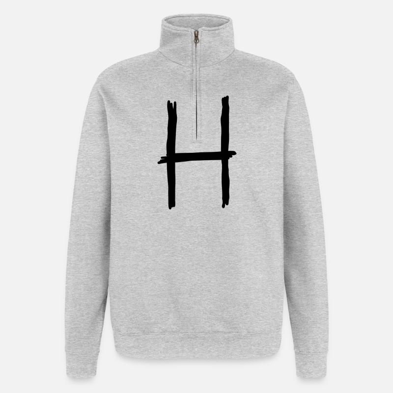 Buchstabe H - Quarter-Zip-Sweatshirt - Grau meliert