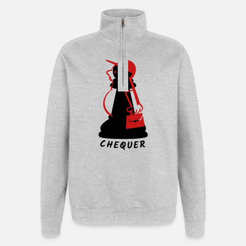 Chequer - Quarter-Zip Sweatshirt - heather grey