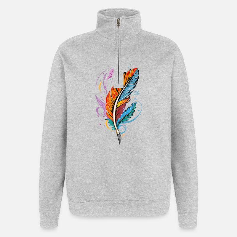 Feather - Quarter-Zip-Sweatshirt - Grau meliert