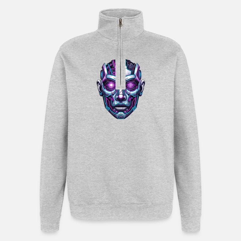 Space Head - Quarter-Zip-Sweatshirt - Grau meliert