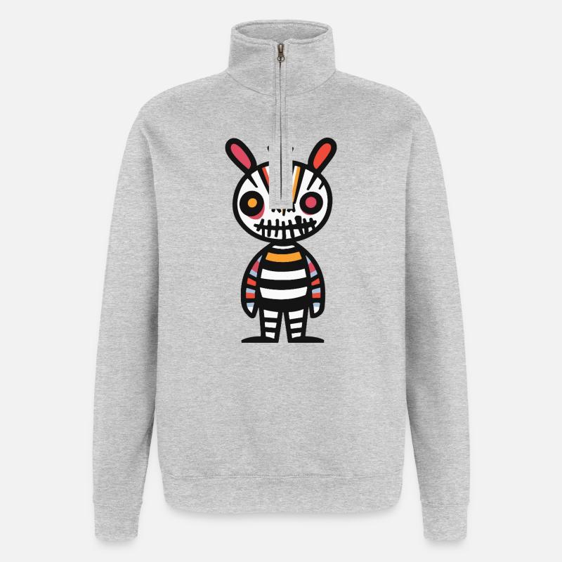 Zebra Halloween Comic Lustig - Quarter-Zip-Sweatshirt - Grau meliert