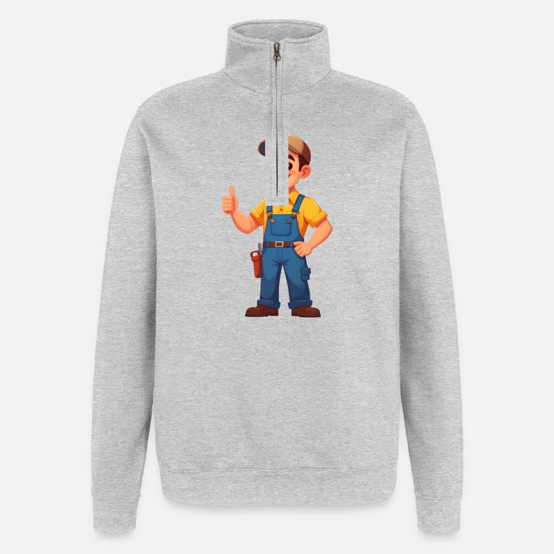 Mechaniker oder Handwerker - Quarter-Zip-Sweatshirt - Grau meliert