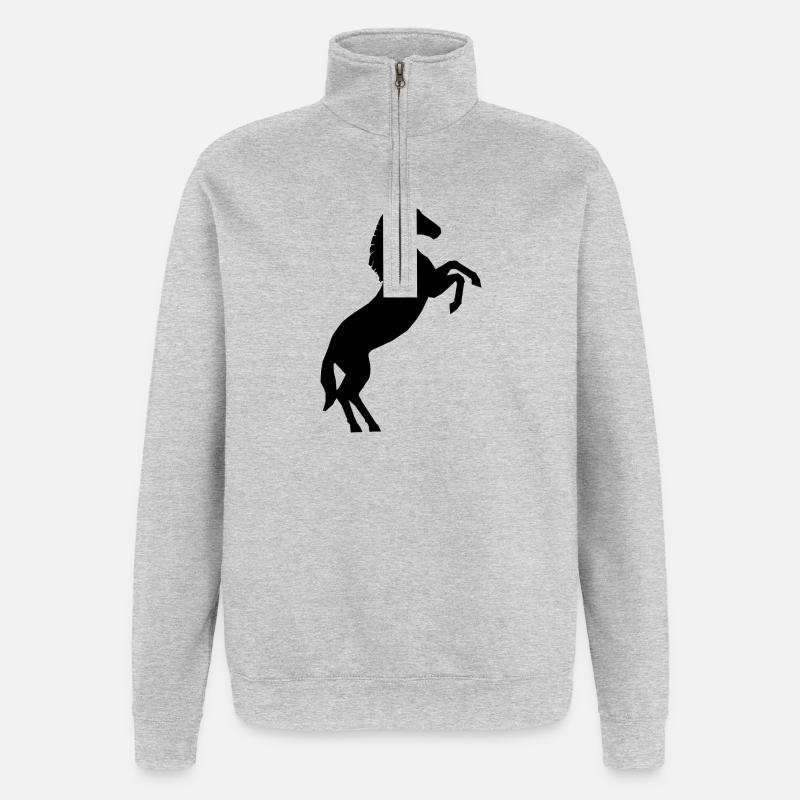 Cheval - Sweat à zip 1/4 - gris chiné