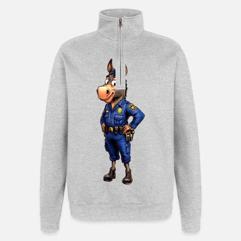 Polizei Esel - Quarter-Zip-Sweatshirt - Grau meliert