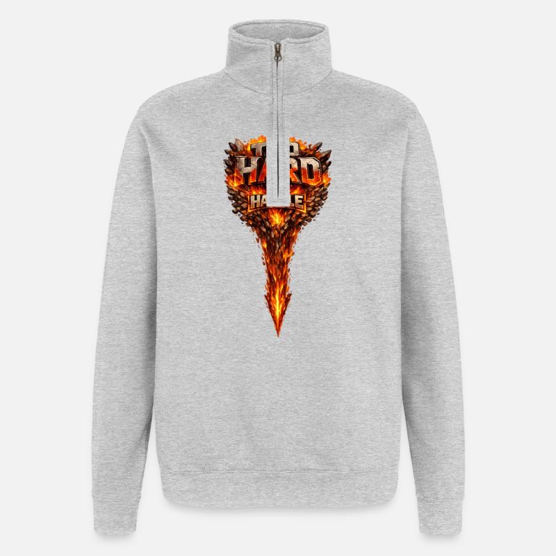 Too Hard to Handle Fire Logo - Quarter-Zip Sweatshirt - heather grey