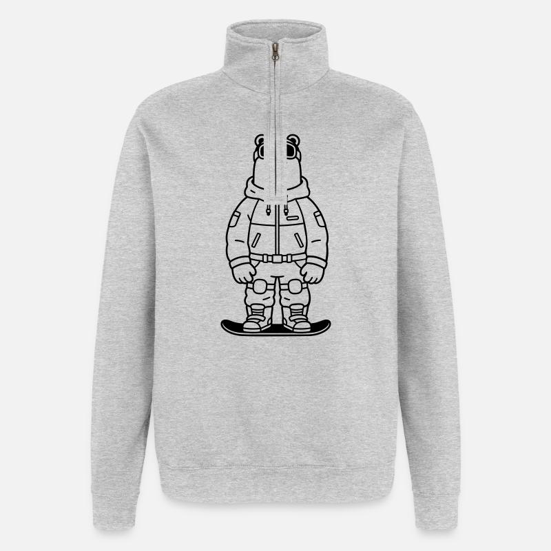 Bear Snowboarder - Quarter-Zip Sweatshirt - heather grey