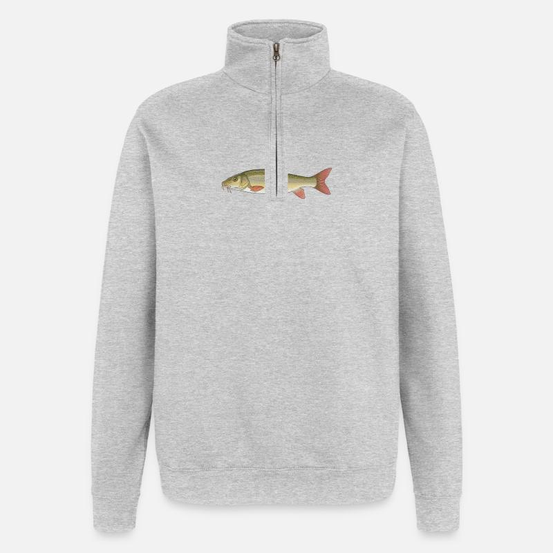 Pêche au barbeau Pêche - Sweat à zip 1/4 - gris chiné