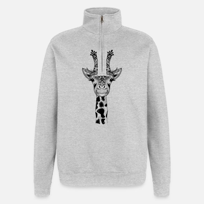A la tête d'une girafe - Sweat à zip 1/4 - gris chiné