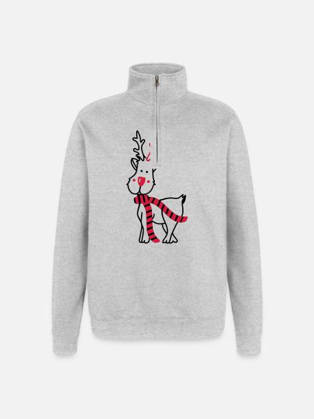 Reindeer with Scarf - Quarter-Zip Sweatshirt - heather grey