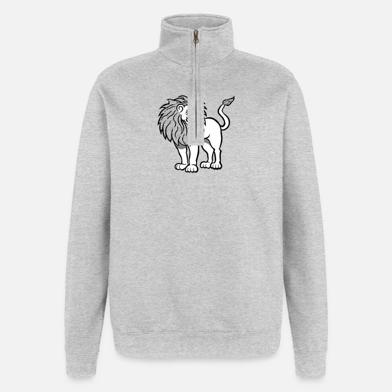 Löwe - Quarter-Zip-Sweatshirt - Grau meliert
