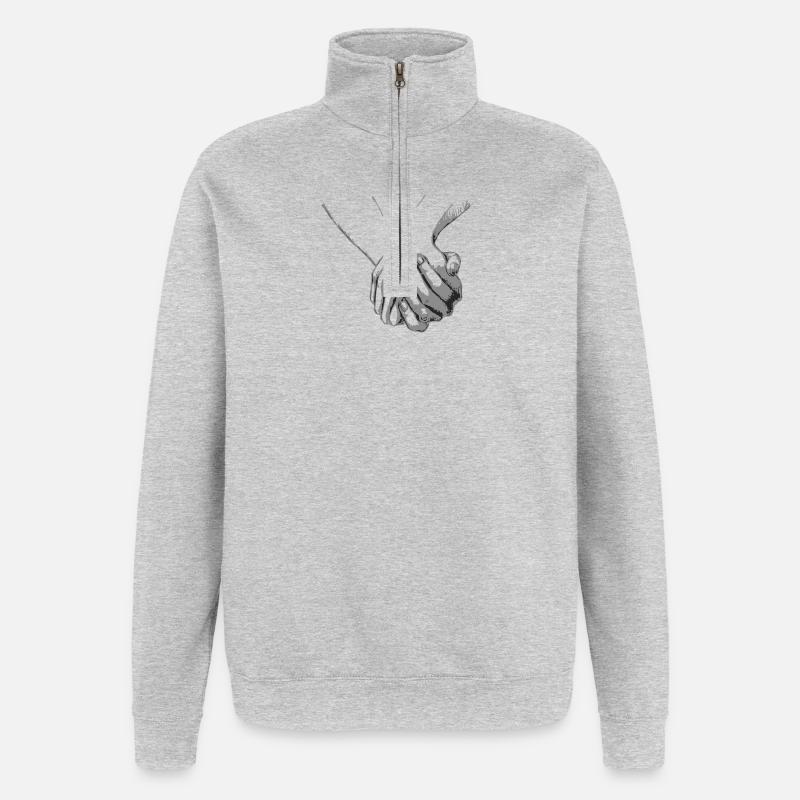 Main dans la main - Sweat à zip 1/4 - gris chiné