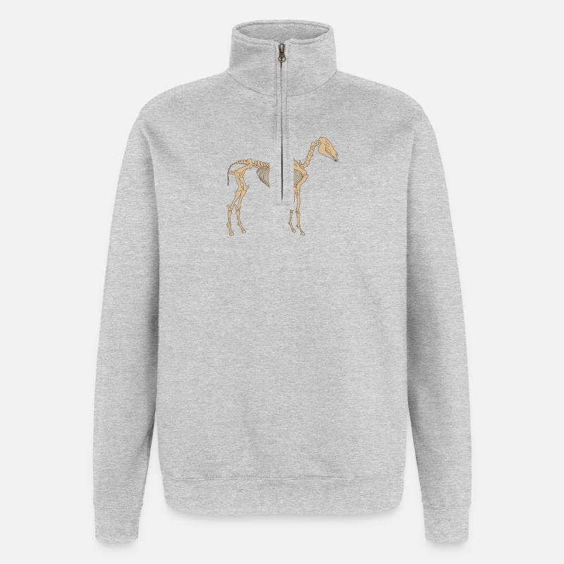 Paläolithisches Skelettpferd - Quarter-Zip-Sweatshirt - Grau meliert