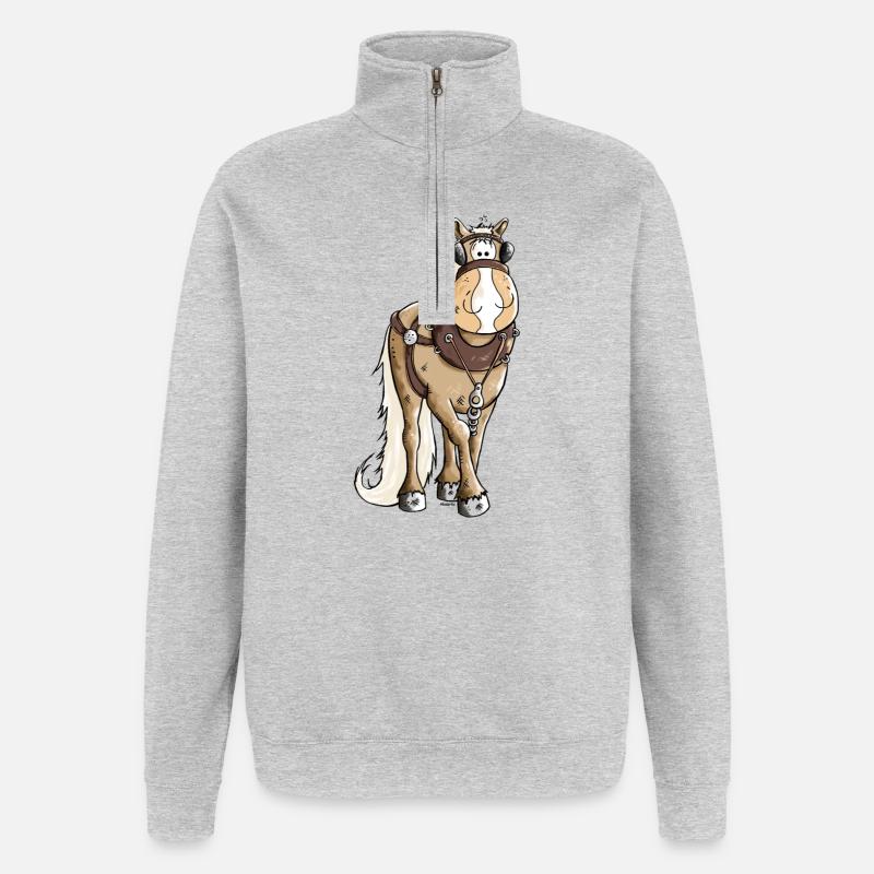 Gigantischer Kaltblüter - Kaltblut - Quarter-Zip-Sweatshirt - Grau meliert
