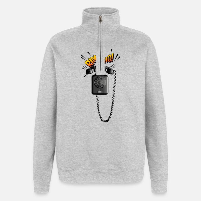 Telefon ohne Touch-Screen - Quarter-Zip-Sweatshirt - Grau meliert