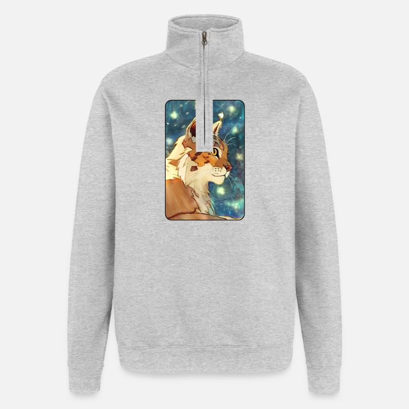 Luchs im Profil - Quarter-Zip-Sweatshirt - Grau meliert