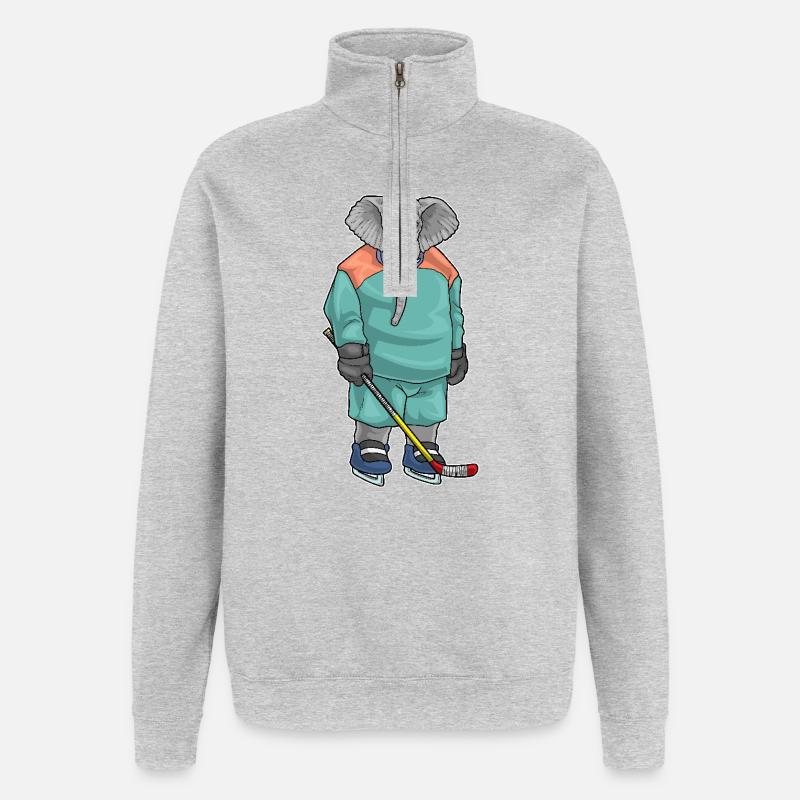 Elefant Eishockey Eishockeyschläger - Quarter-Zip-Sweatshirt - Grau meliert