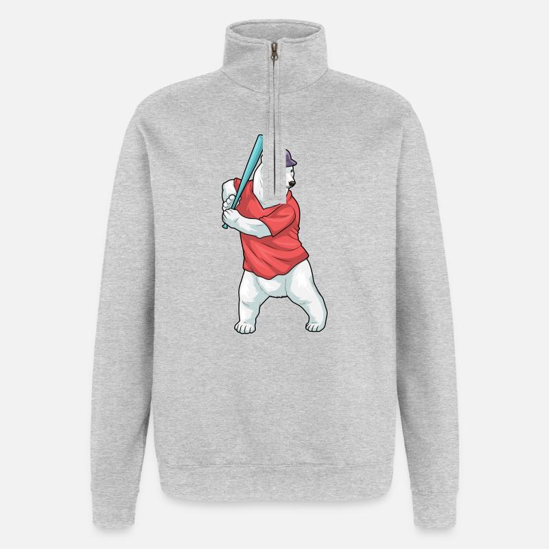 Eisbär Baseball Baseballschläger - Quarter-Zip-Sweatshirt - Grau meliert