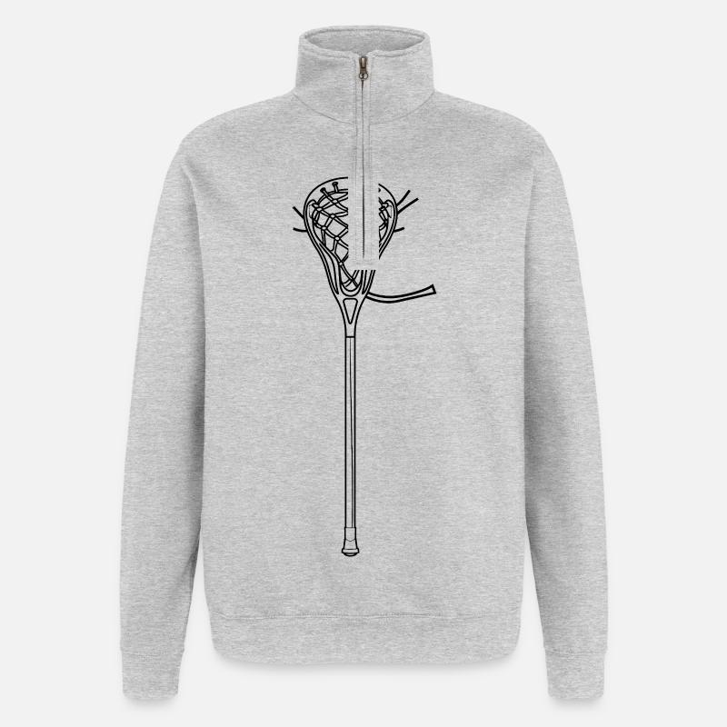 Lacrosse Schläger - Quarter-Zip-Sweatshirt - Grau meliert