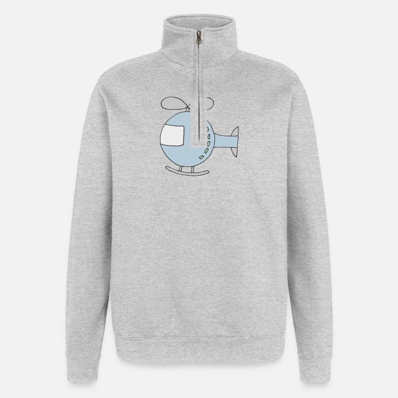 Conception d'hélicoptère ludique pour les enfants - Sweat à zip 1/4 - gris chiné