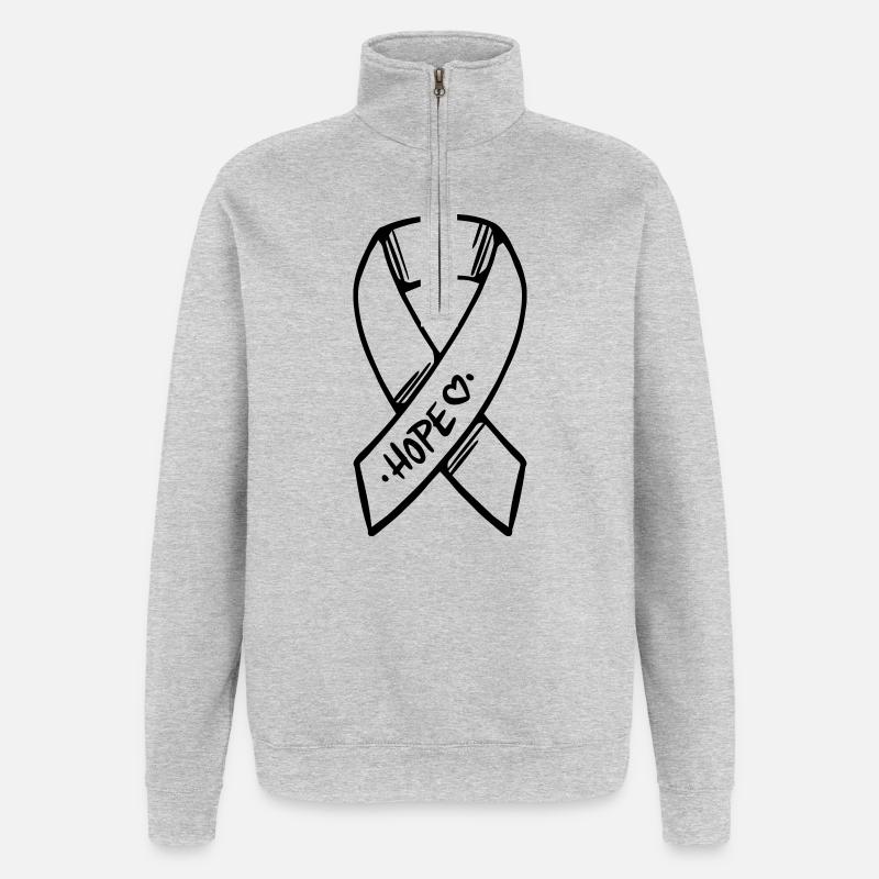 Loop Hope Cancer - Quarter-Zip Sweatshirt - heather grey