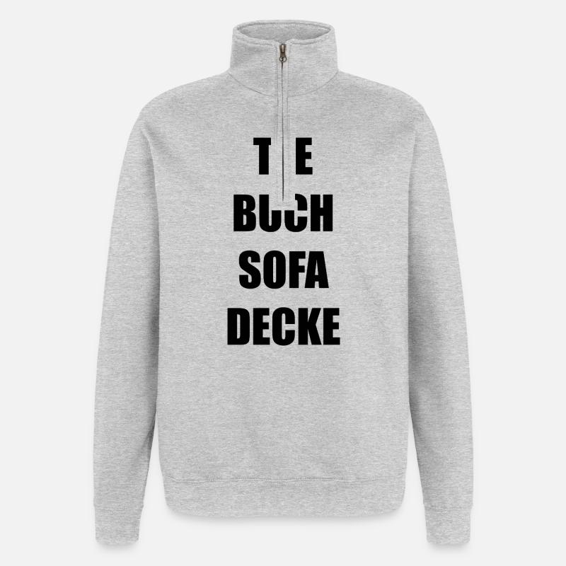 Tee Buch Sofa Decke - Quarter-Zip-Sweatshirt - Grau meliert