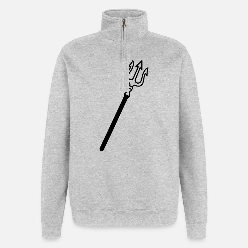 trident - Sweat à zip 1/4 - gris chiné