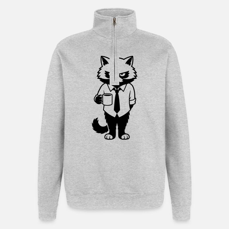 Grumpy office hangover with coffee - Quarter-Zip Sweatshirt - heather grey