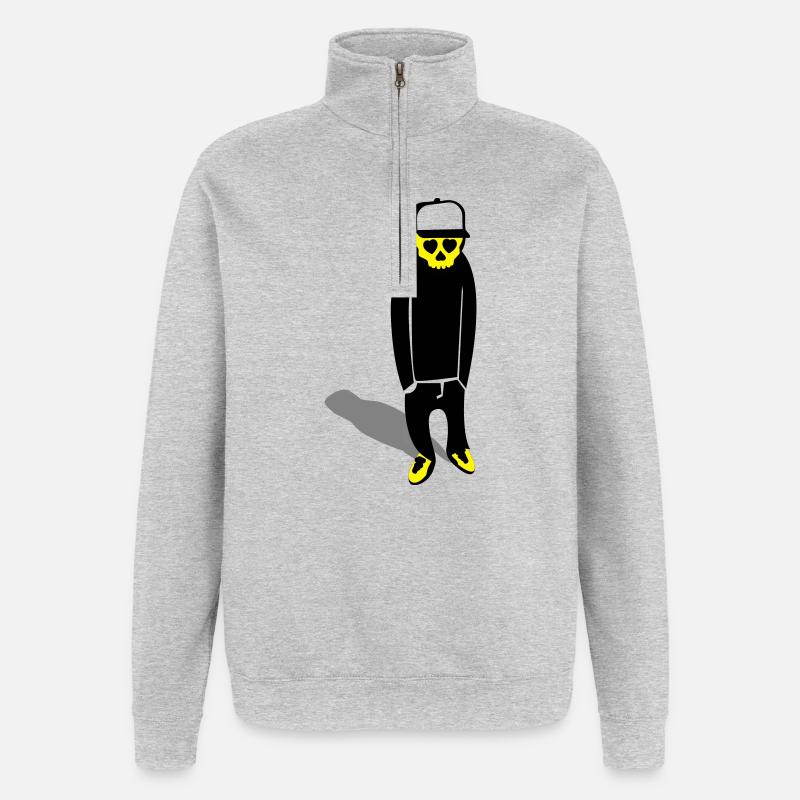 emo - Sweat à zip 1/4 - gris chiné