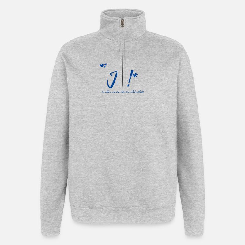 Geschenk Hochzeit - Quarter-Zip-Sweatshirt - Grau meliert