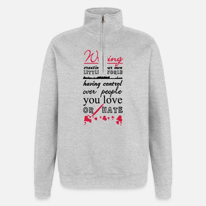 Writing - Quarter-Zip Sweatshirt - heather grey