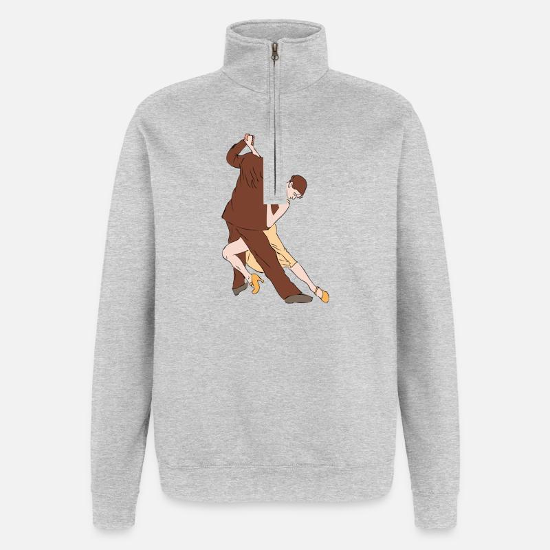 tango argentino - Sweat à zip 1/4 - gris chiné