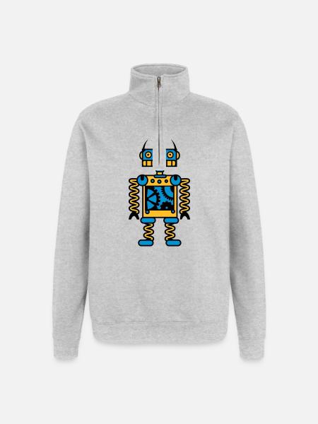 A robot with gear wheels - Quarter-Zip Sweatshirt - heather grey