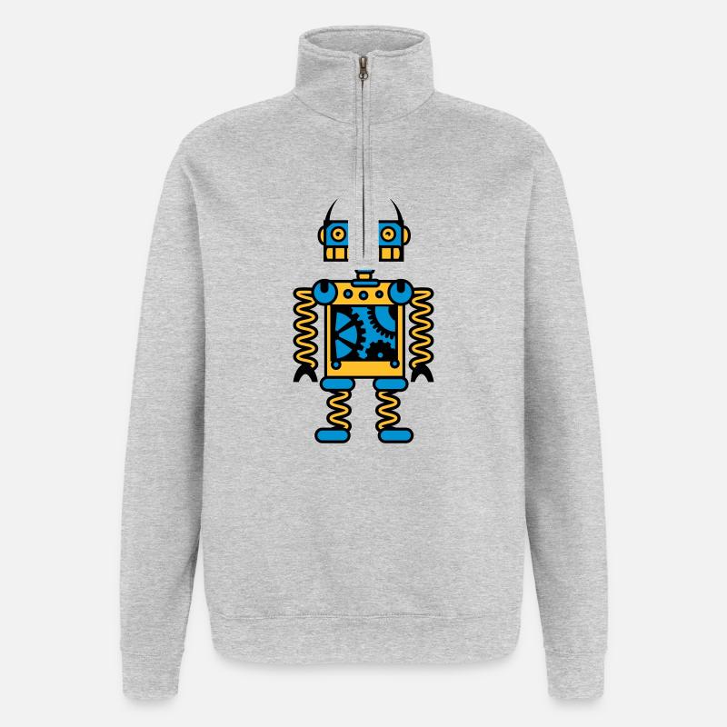 Ein Roboter mit Zahnräder - Quarter-Zip-Sweatshirt - Grau meliert
