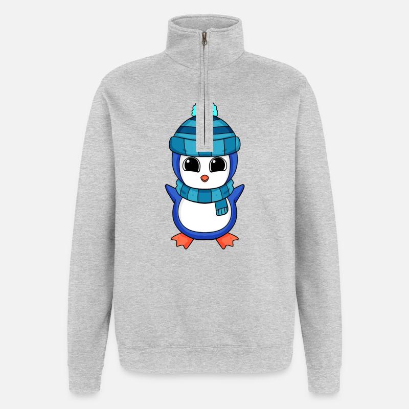 Pingouins Pingouins - Sweat à zip 1/4 - gris chiné