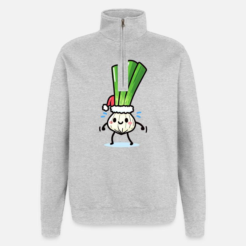 Saint-Nicolas mignon oignon de printemps - Sweat à zip 1/4 - gris chiné