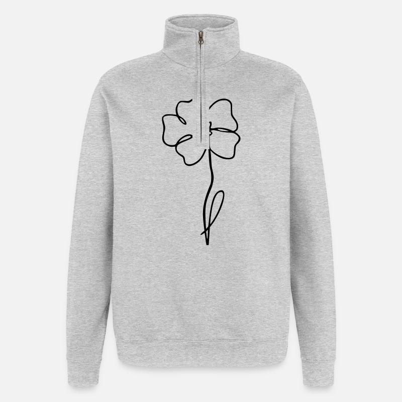 pavot - Sweat à zip 1/4 - gris chiné