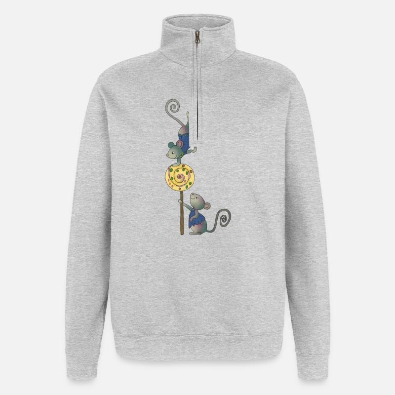 Mäusefest - Quarter-Zip-Sweatshirt - Grau meliert