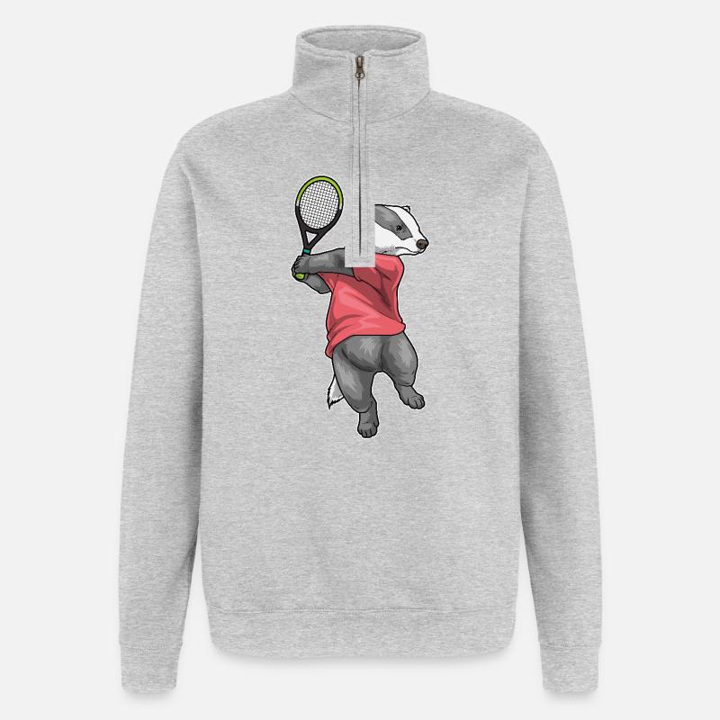 Badger Tennis Racket - Quarter-Zip Sweatshirt - heather grey