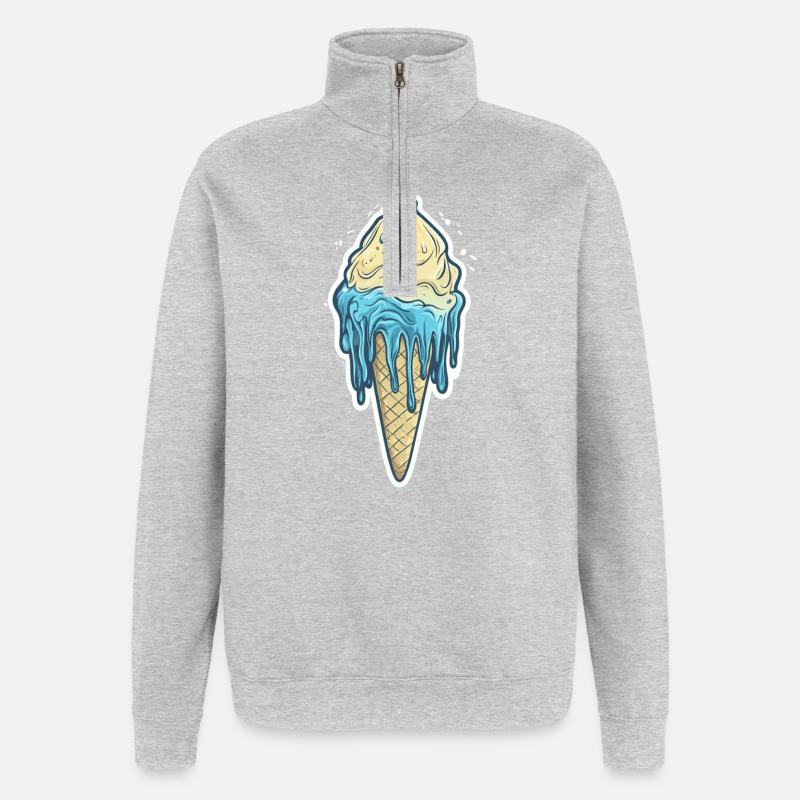 Crème glacée Crème glacée - Sweat à zip 1/4 - gris chiné