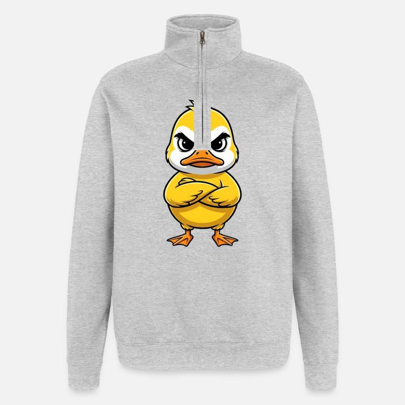 Mürrische Ente Cartoon Genervt Grumpy Sauer - Sweat à zip 1/4 - gris chiné