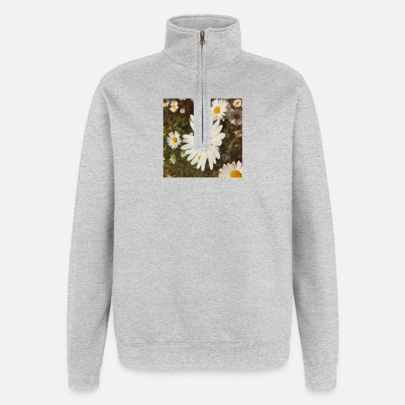 Gänseblümchen Sonnenlicht - Quarter-Zip-Sweatshirt - Grau meliert