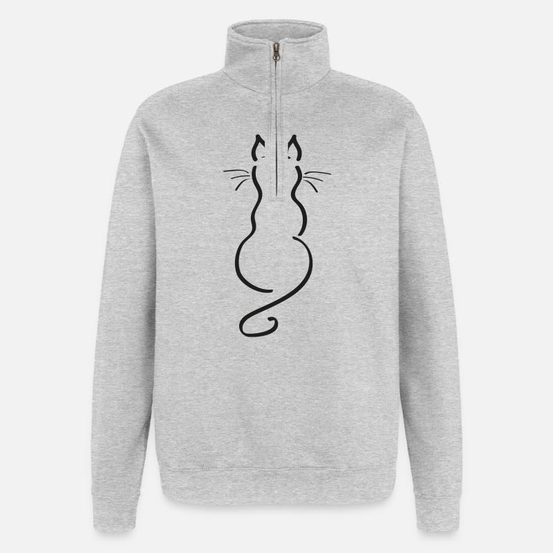 Dos lisé minimaliste pour chat - Sweat à zip 1/4 - gris chiné