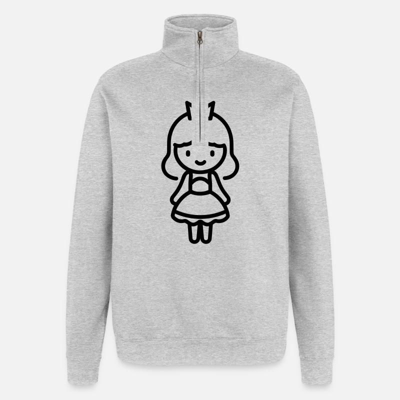 princesse - Sweat à zip 1/4 - gris chiné