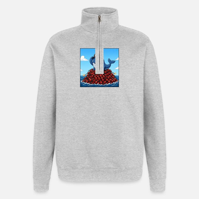 Timmy der Wal - Quarter-Zip-Sweatshirt - Grau meliert